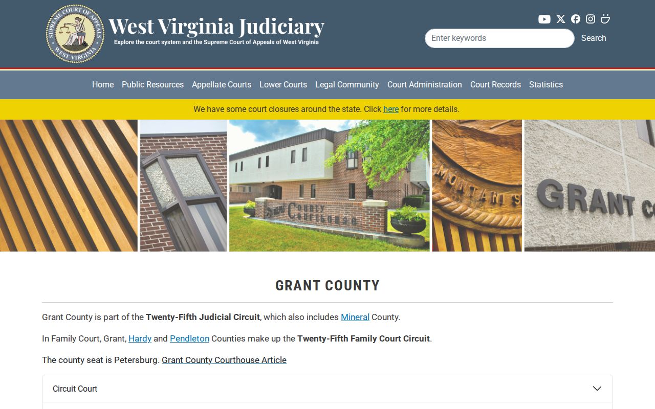 West Virginia Judiciary directory for Grant County courts and court offices